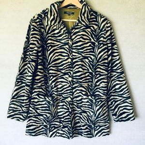 Karen Kane Faux Fur Zebra Stripe Swing Coat, size S